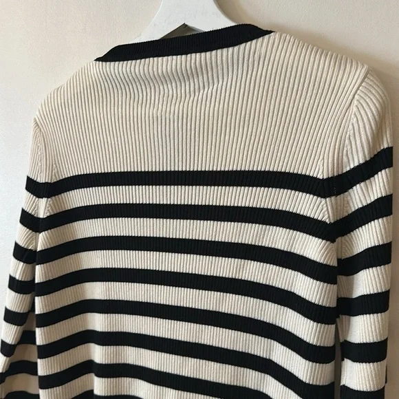 H&M Rib Knit Striped Gold Button Cardigan Sweater - Picture 11 of 11